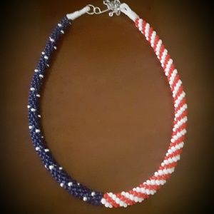 Necklace Choker Patriotic Flag Red White Blue